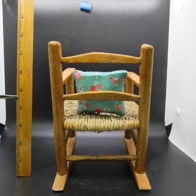 Vintage Wood Small Doll Size Rocking Chair
