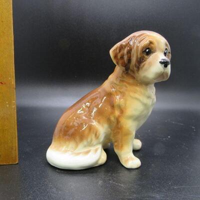 Small Porcelain Tan Dog Puppy Figurine