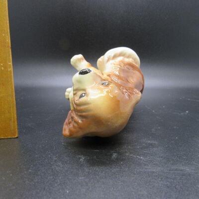 Small Porcelain Tan Dog Puppy Figurine