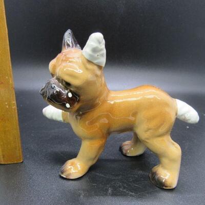 Vintage Porcelain Bandaged Boxer Puppy Dog Figurines Japan