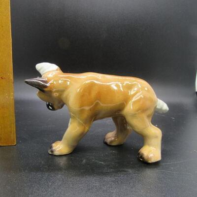 Vintage Porcelain Bandaged Boxer Puppy Dog Figurines Japan