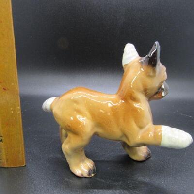 Vintage Porcelain Bandaged Boxer Puppy Dog Figurines Japan
