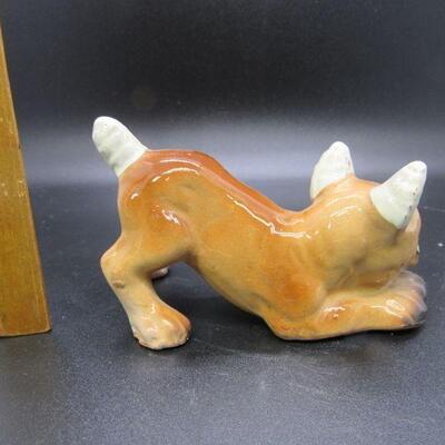 Vintage Porcelain Bandaged Boxer Puppy Dog Figurines Japan