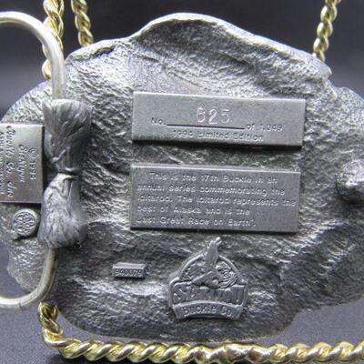 Limited Edition Iditarod 1994 Pewter Belt Buckle Alaska Dog Sledding Race