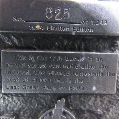 Limited Edition Iditarod 1994 Pewter Belt Buckle Alaska Dog Sledding Race