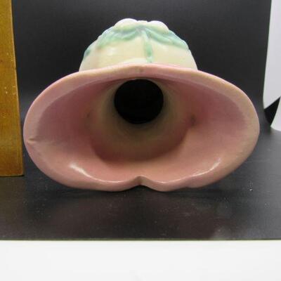 Vintage Hull USA Ceramic Pink White Blue Handled Vase