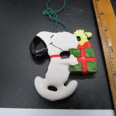 Vintage Snoopy Woodstock Ceramic Christmas Tree Peanuts Ornament