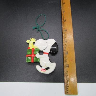 Vintage Snoopy Woodstock Ceramic Christmas Tree Peanuts Ornament