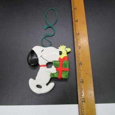 Vintage Snoopy Woodstock Ceramic Christmas Tree Peanuts Ornament