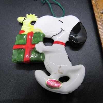 Vintage Snoopy Woodstock Ceramic Christmas Tree Peanuts Ornament