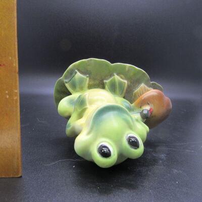 Vintage Frog on Lily Pad Ceramic Figurine