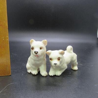 Vintage Miniature White Husky Dog Puppy Figurine Pair