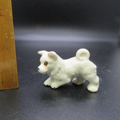 Vintage Miniature White Husky Dog Puppy Figurine Pair