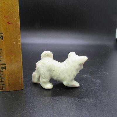 Vintage Miniature White Husky Dog Puppy Figurine Pair