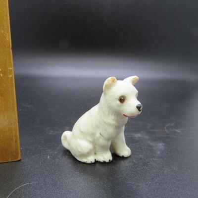 Vintage Miniature White Husky Dog Puppy Figurine Pair