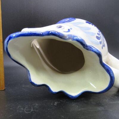 Delft blue & white Rooster Chicken small pitcher or creamer 6" tall
