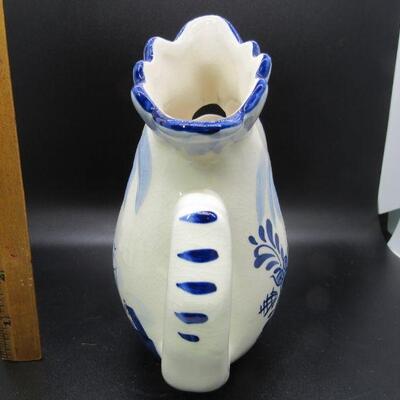 Delft blue & white Rooster Chicken small pitcher or creamer 6" tall