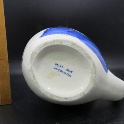Delft blue & white Rooster Chicken small pitcher or creamer 6" tall