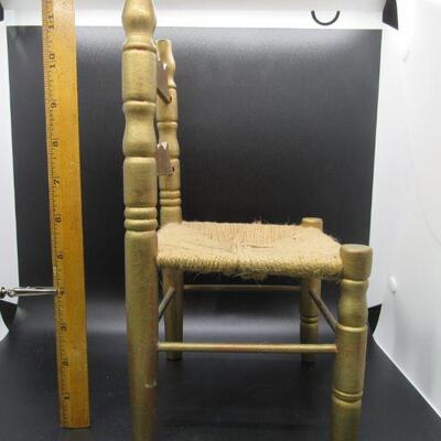 Wood and Rattan Woven Seat Doll Chair 