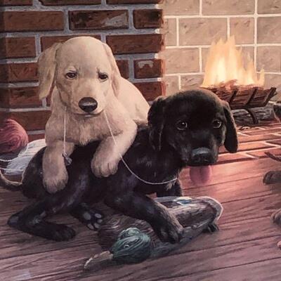 Lot 3 - Randy McGovern Lab Puppies Framed Print