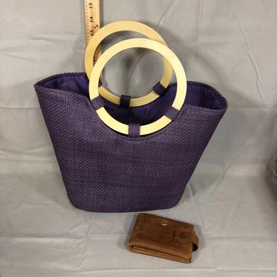 Lot 37 - Purple Purse and Leather Wallet