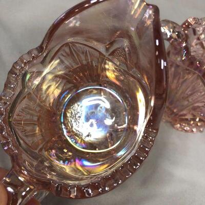 Lot 61 - Imperial Glass Pink Nucut Cream and Sugar