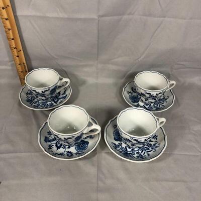 Lot 72 -  (4) Blue Danube Blue Onion Cups and Saucers
