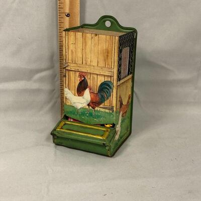 Lot 98 - Tin Matchbox Holder Rooster and Chicken