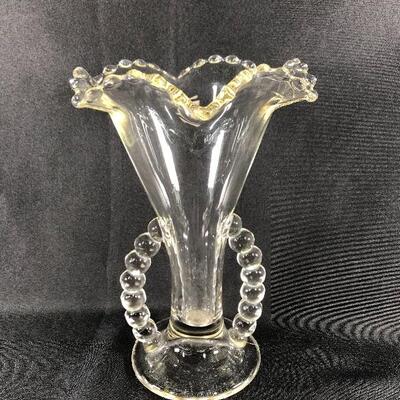 Vintage Imperial Glass Candlewick Fluted Vase Yellow Hue