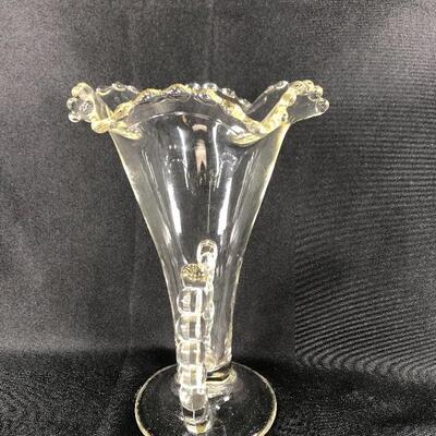 Vintage Imperial Glass Candlewick Fluted Vase Yellow Hue