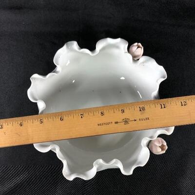 Vintage Pedestal Ceramic Rose Embellished Bowl Dish