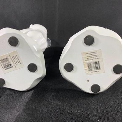 Pair of White Frog Bud Vases 