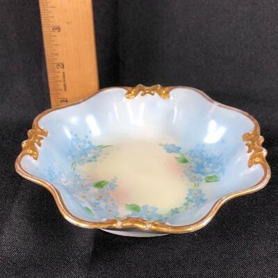 Vintage Pale Blue Floral Trinket Dish Plate France 