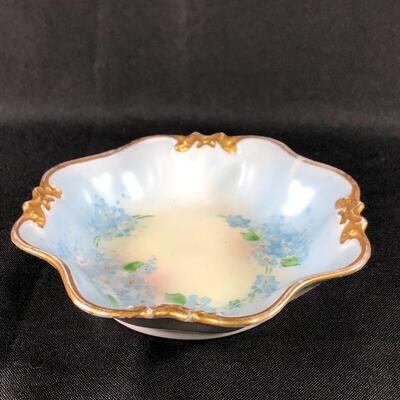 Vintage Pale Blue Floral Trinket Dish Plate France 