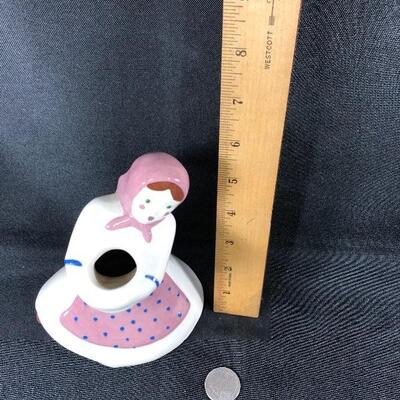 Vintage Kim Ward Hollywood Woman Lady in Pink Candle Holder