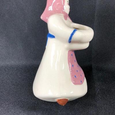 Vintage Kim Ward Hollywood Woman Lady in Pink Candle Holder
