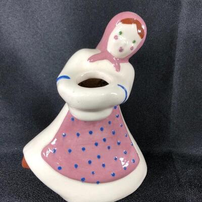 Vintage Kim Ward Hollywood Woman Lady in Pink Candle Holder
