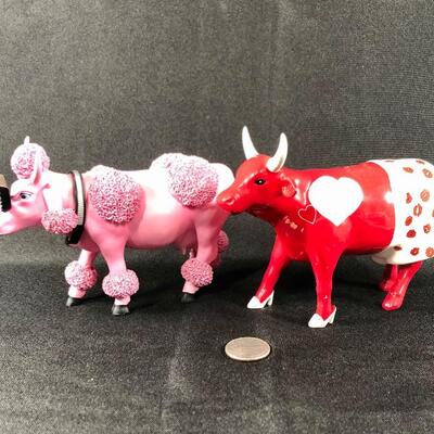 Pair of Cow Parade Figurines Moocho Amor French Moodle