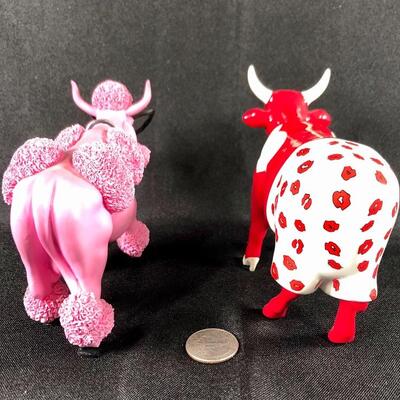 Pair of Cow Parade Figurines Moocho Amor French Moodle