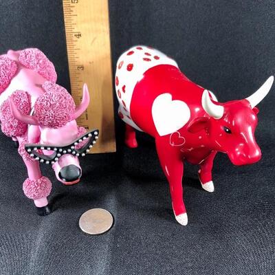 Pair of Cow Parade Figurines Moocho Amor French Moodle