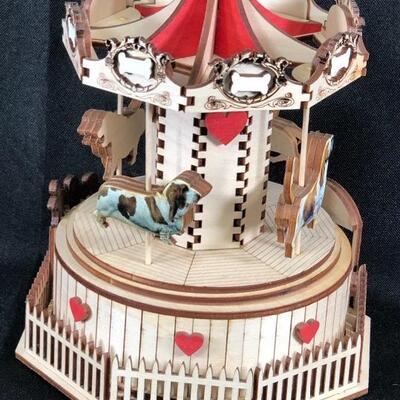Ginger Cottages Wood Basset Hound Merry Go Round Carousel