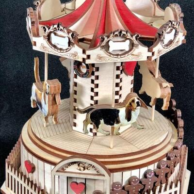 Ginger Cottages Wood Basset Hound Merry Go Round Carousel