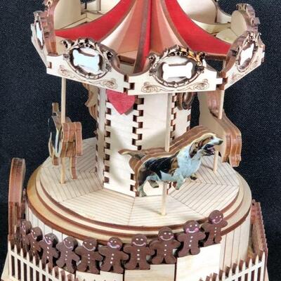 Ginger Cottages Wood Basset Hound Merry Go Round Carousel