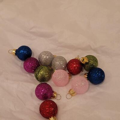 Lot 198: Glass Christmas Tree with Glass Glittery Ornaments 