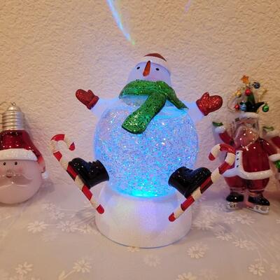 Lot 199: Light Up Christmas Globes and Santa Ornaments 