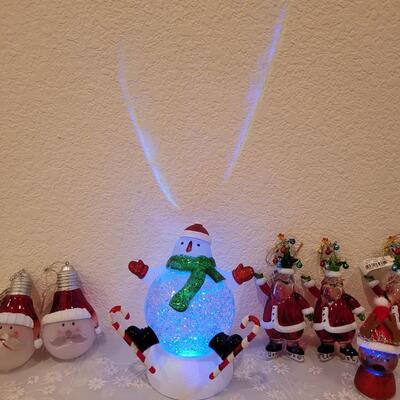 Lot 199: Light Up Christmas Globes and Santa Ornaments 