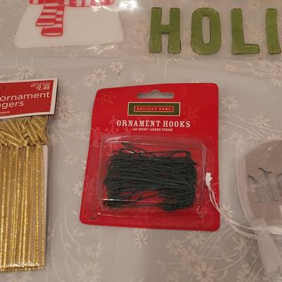 Lot 212: Christmas Window Gels, Ornament Hangers and Ribbon 