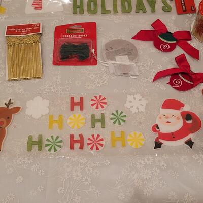 Lot 212: Christmas Window Gels, Ornament Hangers and Ribbon 