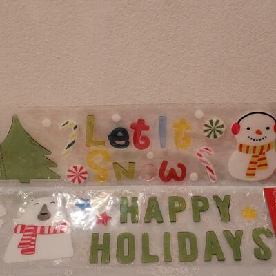 Lot 212: Christmas Window Gels, Ornament Hangers and Ribbon 