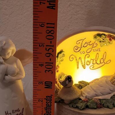 Lot 222: Hallmark light Up Joy to the World and Angel with Lamb
